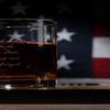 2nd Amendment American Flag Glasses, Set of 4 Hand Blown Old Fashioned Whiskey Rocks Glasses, Wood Flag Tray with Patriots Gun Rights Law & Military Gift Set view 4