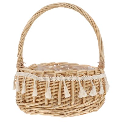 Bride's Handheld Basket En Woven Flower Basket Boho Photo Prop for Wedding Ceremony Decor