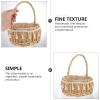 Bride's Handheld Basket En Woven Flower Basket Boho Photo Prop for Wedding Ceremony Decor view 2