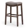 New Ridge Home Goods Julian 26in. Counter-Height Backless Wood Saddle-Seat Barstool, Espresso Frame with Black Upholstered Seat view 1