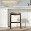 New Ridge Home Goods Julian 26in. Counter-Height Backless Wood Saddle-Seat Barstool, Espresso Frame with Black Upholstered Seat view 2