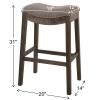 New Ridge Home Goods Julian 26in. Counter-Height Backless Wood Saddle-Seat Barstool, Espresso Frame with Black Upholstered Seat view 3