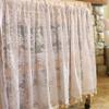 vctops Elegant Floral Semi Sheer Cafe Curtain Faux Pearl Tassels Kitchen Tier Curtain for Small Window Rod Pocket Top Tulle 1 Piece (Pink, 51" x 24") view 2