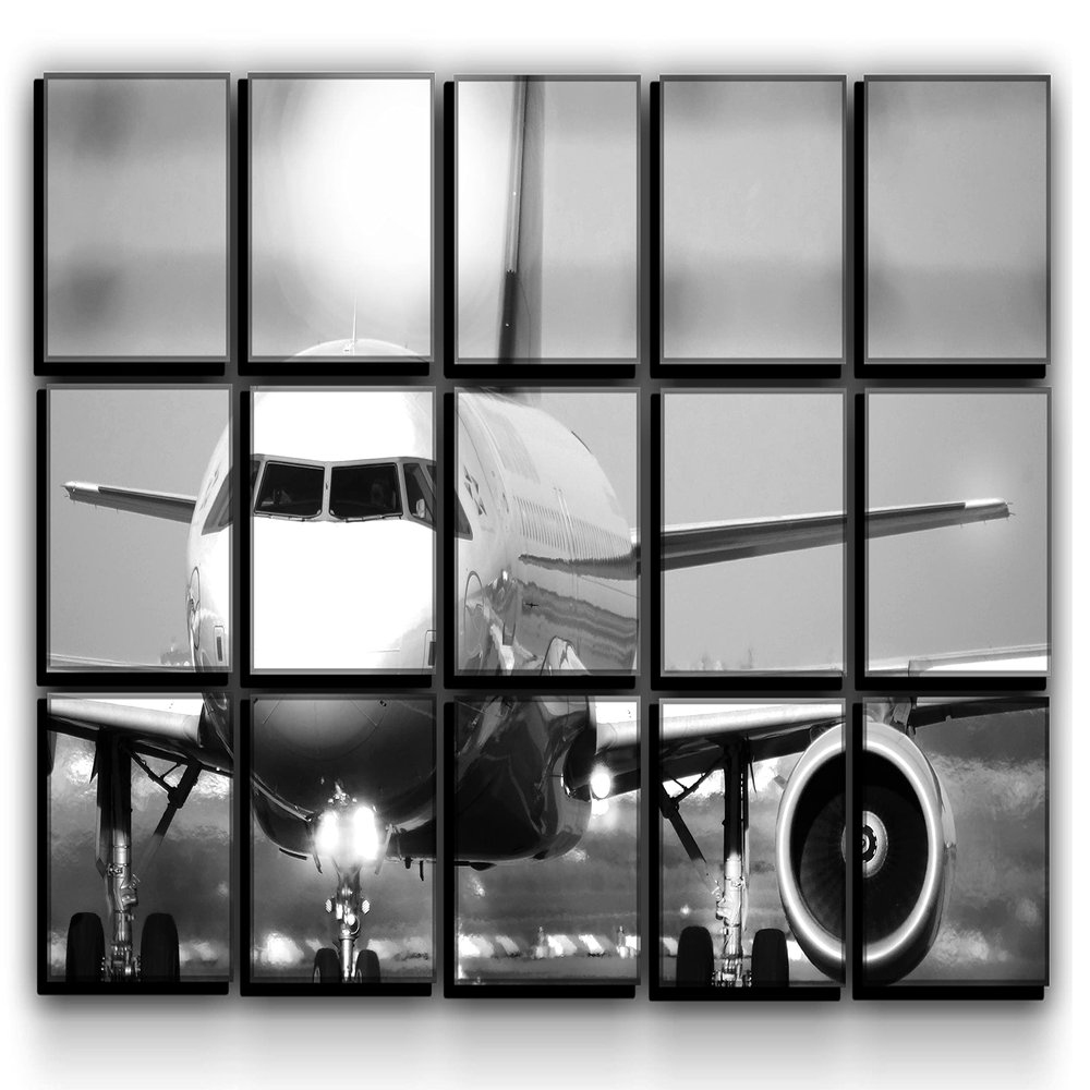 15 Piece Airplane Airbus A-320 Wall Art Decor Picture Painting Poster Print on Canvas Panels Pieces - Aviation Theme Wall Decoration Set - Aircraft Wall Picture for Nursery 30 by 50 in