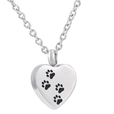 QJZM Cremation Jewelry UrnCremation Jewelry for Pet Heart Shaped Stainless Steel Keepsake Necklace Dog/Cat Paw Print Memorial Urn Pendant Hold Ashes-Rose Gold_Necklace Box Funnel