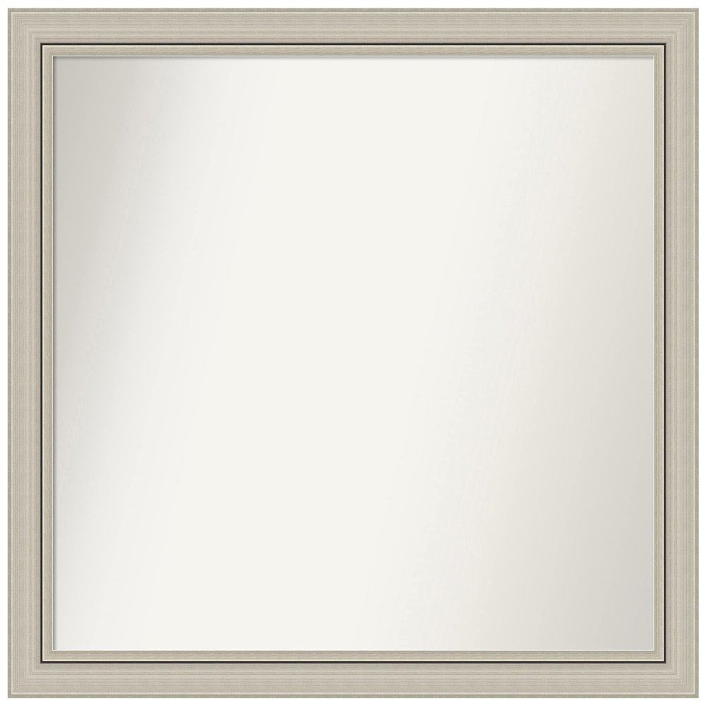 Amanti Art Silver Bathroom Mirror for Over Sink, 30x32 Custom Made Romano Silver Narrow Rectangle Vanity Mirror, Large Casual Wood Frame, Hangs Horizonally and Vertically, Wall Decor
