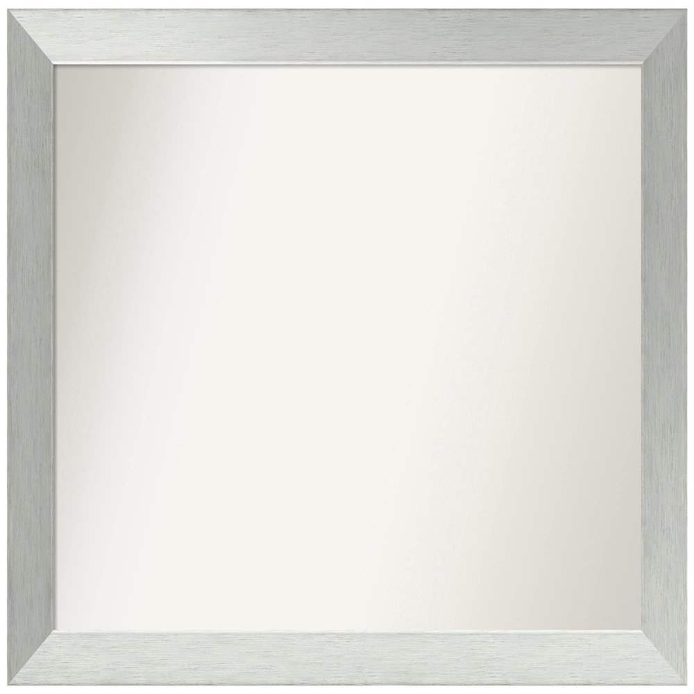 Amanti Art Silver Bathroom Mirror for Over Sink, 28x34 Custom Made Brushed Sterling Silver Rectangle Vanity Mirror, Large Modern Wood Frame, Hangs Horizonally and Vertically, Wall Decor
