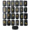 Crocon Black Agate Rectangle Shape Gemstone Runes with Elder Futhark Alphabet Engraved 25 pcs Rune Set Crystal Metaphysical Healing Chakra Reiki Runes Set with a Pouch Fathers day gift Size: 20-25mm view 1