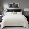 RECYCO Luxury Velvet Quilt Set Full Queen Size, Lightweight Velvet Comforter Set, Oversized Bedspread Coverlet Quilted Bedding Set, with 2 Matching Pillow Shams, for All Season, Cream White view 3