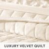 RECYCO Luxury Velvet Quilt Set Full Queen Size, Lightweight Velvet Comforter Set, Oversized Bedspread Coverlet Quilted Bedding Set, with 2 Matching Pillow Shams, for All Season, Cream White view 4