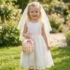 Small Woven Flower Girl Basket with Handle, 8.3 Inch Rustic Wicker Easter Egg Hunt Basket for Toddlers, Boho Rattan Flower Basket with Plastic Liner for Wedding Ceremony view 2