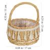 Small Woven Flower Girl Basket with Handle, 8.3 Inch Rustic Wicker Easter Egg Hunt Basket for Toddlers, Boho Rattan Flower Basket with Plastic Liner for Wedding Ceremony view 4