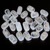 Crocon Clear Quartz Rectangle Shape Gemstone Runes with Elder Futhark Alphabet Engraved 25 pcs Rune Set Crystal Divination Metaphysical Healing Chakra Reiki Runes Set with a Pouch| Size : 20-25mm view 1