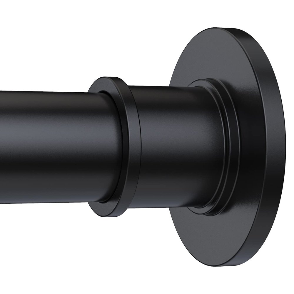 BRIOFOX Industrial Shower Curtain Rod - Rustproof Non-Slip 43-72 Inch Stainless Steel Tension Curtain Rod for Window or Bathroom, Matte Black