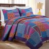 Artsy Bohemian Boho Chic 3-Piece Wild Berry Purple Blueberry Fuchsia Cotton Reversible Queen Quilt Bedding Set by Cozy Line Home Fashions view 1