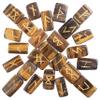 Crocon Tiger Eye Rectangle Shape Gemstone Runes with Elder Futhark Alphabet Engraved 25 pcs Rune Set Crystal Divination Metaphysical Healing Chakra Reiki Runes Set with a Pouch Size : 20-25mm view 2
