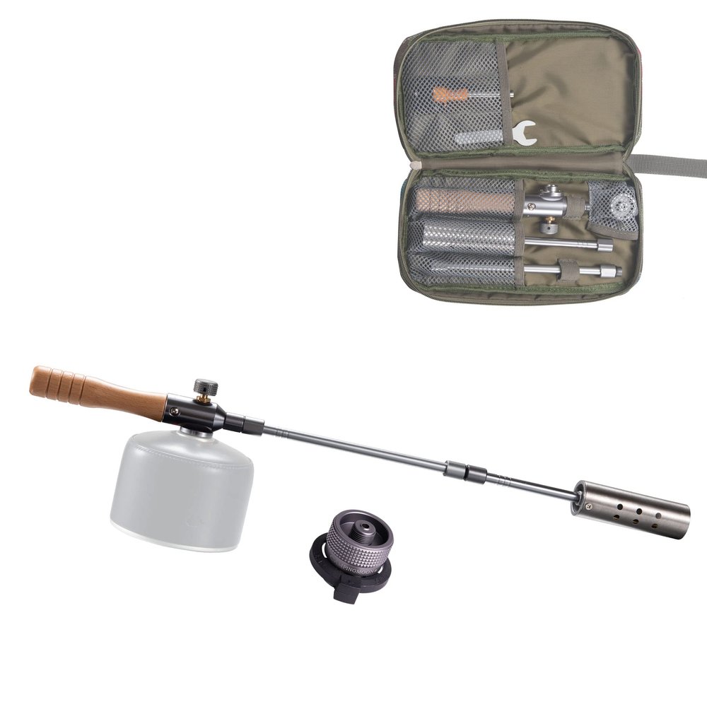 CAMPINGMOON Camping Grill Torch Dual Fuel Head Flame Adjustable for Charcoal Starter with Storage Case MT-3955/I-1010 (Butane + Isobutane)