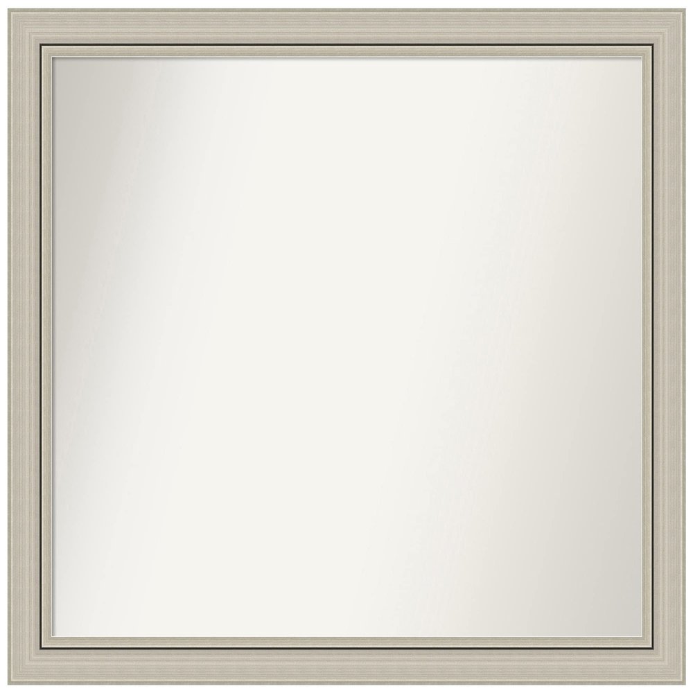 Amanti Art Silver Bathroom Mirror for Over Sink, 29x32 Custom Made Romano Silver Narrow Rectangle Vanity Mirror, Large Casual Wood Frame, Hangs Horizonally and Vertically, Wall Decor