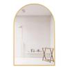 SYCARPET Wall-Mounted Large Mirror, HD Glass Wall Makeup Mirror, Round Arc Metal Wall-Mounted Mirror Frame Decorative Mirror (Golden, Black, White) view 1