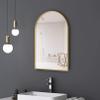 SYCARPET Wall-Mounted Large Mirror, HD Glass Wall Makeup Mirror, Round Arc Metal Wall-Mounted Mirror Frame Decorative Mirror (Golden, Black, White) view 4