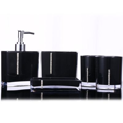 Bathroom Accessory Sets 5-Piece, Modern Bath Decor Set with Soap Dispenser, Toothbrush Holder, 3 Tumbler Cups, Soap Dish for Countertop