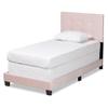 Baxton Studio Caprice Modern and Contemporary Glam Light Pink Velvet Fabric Upholstered Twin Size Panel Bed view 1