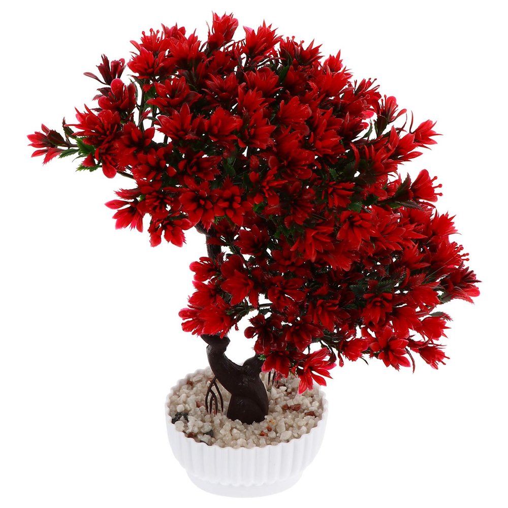 Bonsai Red Vibrant Artificial Plant Guest-Greeting Pine for Office Home Dec