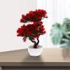 Bonsai Red Vibrant Artificial Plant Guest-Greeting Pine for Office Home Dec view 2