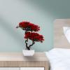 Bonsai Red Vibrant Artificial Plant Guest-Greeting Pine for Office Home Dec view 3