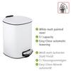 WENKO Alassio Cosmetic Pedal Bin, 5 Litre Volume, High Quality Bathroom Bin with Easy-Close Mechanism, Painted Steel, 24.5 x 20.5 x 27 cm, White view 2