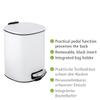WENKO Alassio Cosmetic Pedal Bin, 5 Litre Volume, High Quality Bathroom Bin with Easy-Close Mechanism, Painted Steel, 24.5 x 20.5 x 27 cm, White view 3