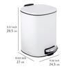 WENKO Alassio Cosmetic Pedal Bin, 5 Litre Volume, High Quality Bathroom Bin with Easy-Close Mechanism, Painted Steel, 24.5 x 20.5 x 27 cm, White view 4