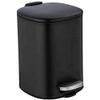 WENKO Alassio Cosmetic Pedal Bin, 5 Litre Volume, High Quality Bathroom Bin with Easy-Close Mechanism, Painted Steel, 24.5 x 20.5 x 27 cm, Black view 1