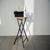 WENKO Forio Folding Bathroom Stool - Small Industrial Design or Plant Stool with Loft Character, Painted Steel with MDF Seat, Diameter 30 x Height 46 cm, Black/Brown view 2