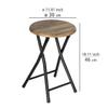 WENKO Forio Folding Bathroom Stool - Small Industrial Design or Plant Stool with Loft Character, Painted Steel with MDF Seat, Diameter 30 x Height 46 cm, Black/Brown view 3