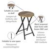 WENKO Forio Folding Bathroom Stool - Small Industrial Design or Plant Stool with Loft Character, Painted Steel with MDF Seat, Diameter 30 x Height 46 cm, Black/Brown view 4