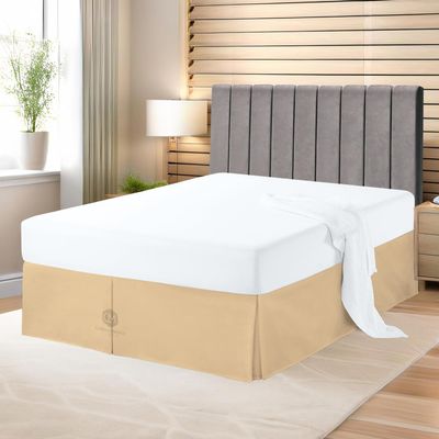 Premium King Size Bedskirt 800TC 100% Egyptian Cotton Taupe Bed Skirt King Size 18" Drop Length, Tailored Fit, Elegant Pleated Style - Taupe