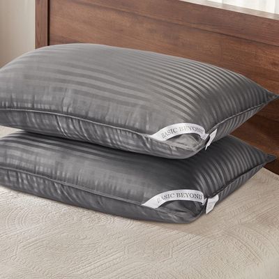 Basic Beyond Standard Size Pillows for Sleeping - Soft Down Alternative Pillows Luxury Hotel Collection Bed Pillows Set of 2, Grey, 20x26 Inches