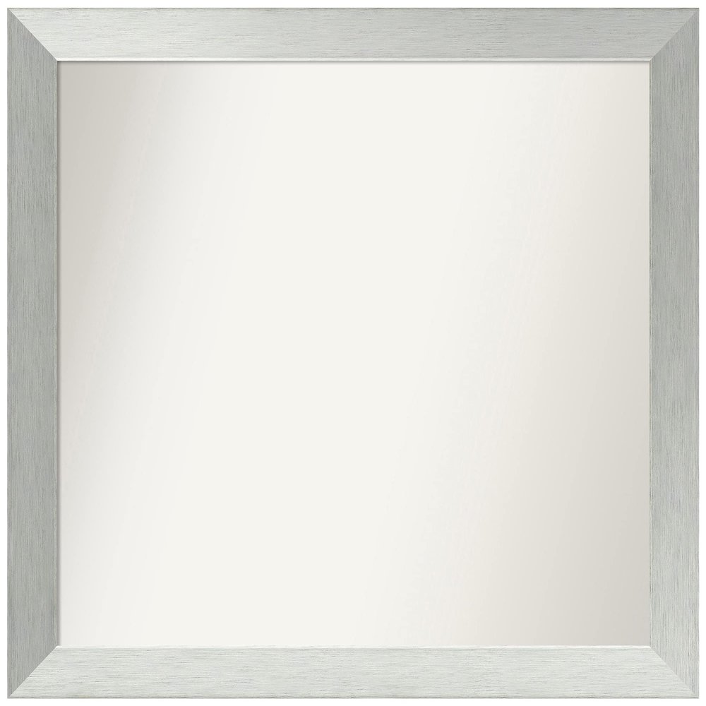 Amanti Art Silver Bathroom Mirror for Over Sink, 30x32 Custom Made Brushed Sterling Silver Rectangle Vanity Mirror, Large Modern Wood Frame, Hangs Horizonally and Vertically, Wall Decor