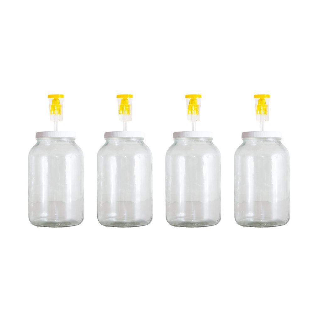 Craft A Brew - For Home Brewing Beer, Wine, Cider, and More - Includes Four 1 Gallon Glass Fermenter Jars, Lids, and Airlocks - Fermentation Jar 4-pack