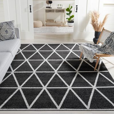 SAFAVIEH Area Rug 8x10 - Adirondack Collection - Large - Black & Ivory, Modern Geometric Design, Non-Shedding & Easy Cleaning, Ideal for Living Room, Bedroom, Office, Dining Space (ADR262G)