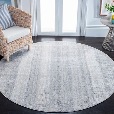 Martha Stewart x SAFAVIEH Area Rug Collection - 6'7" Round, Light Grey & Beige, Non-Shedding & Easy Cleaning, Ideal for Living Room, Bedroom, Office, Dining Space (MSR8925A)