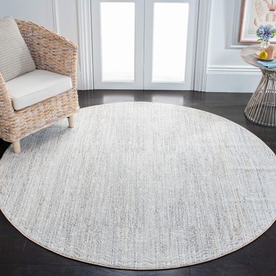 Martha Stewart x SAFAVIEH Area Rug Collection - 6'7" Round, Ivory & Beige, Non-Shedding & Easy Cleaning, Ideal for Living Room, Bedroom, Office, Dining Space (MSR8933C)