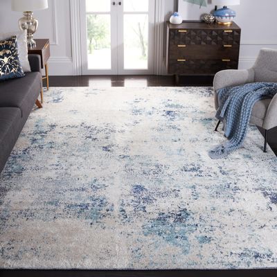 SAFAVIEH Area Rug 8x10 - Aston Collection - Large - Ivory & Blue, Modern Abstract Design, Non-Shedding & Easy Cleaning, Ideal for Living Room, Bedroom, Office, Dining Space (ASN710M)