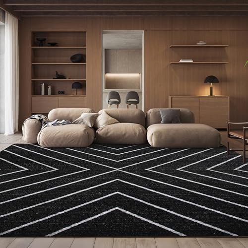 SAFAVIEH Area Rug 8x10 - Adirondack Collection - Large - Black & Light Grey, Modern Geometric Design, Non-Shedding & Easy Cleaning, Ideal for Living Room, Bedroom, Office, Dining Space (ADR251F)