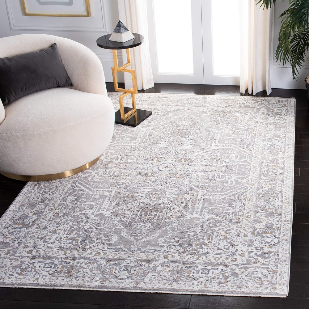 Martha Stewart x SAFAVIEH Area Rug Collection - 5' x 8', Ivory & Light Grey, Non-Shedding & Easy Cleaning, Ideal for Living Room, Bedroom, Office, Dining Space (MSR8934B)