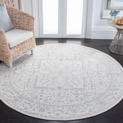 Martha Stewart x SAFAVIEH Area Rug Collection - 6'7" Round, Ivory & Light Grey, Non-Shedding & Easy Cleaning, Ideal for Living Room, Bedroom, Office, Dining Space (MSR8931B)