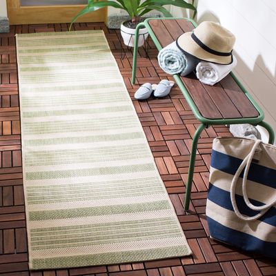 SAFAVIEH Washable Rug Outdoor Courtyard Collection - 2'3" x 20' Runner, Beige & Sweet Pea, Non-Shedding & Easy Cleaning, Ideal for Patio, Entryway, Mudroom, Hallway, Kitchen (CY6062-218)