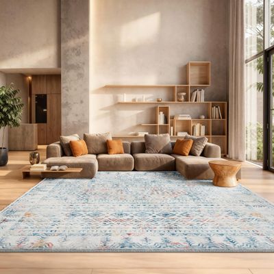 SAFAVIEH Area Rug 8x10 - Tulum Collection - Large - Ivory & Rust, Moroccan Boho Distressed Design, Non-Shedding & Easy to Clean, Ideal for Living Room, Bedroom, Dining Space (TUL271C)
