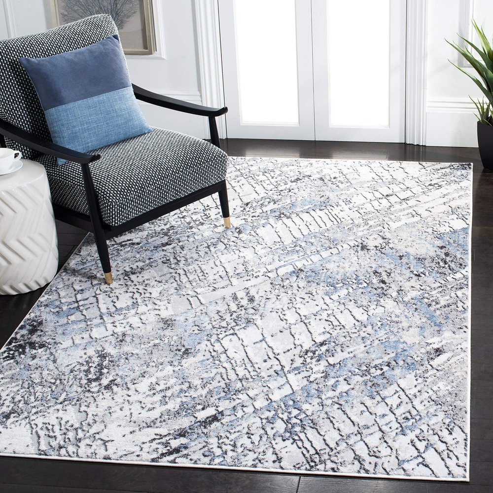 SAFAVIEH Area Rug 8x10 - Amelia Collection - Large - Ivory & Grey, Modern Design, Non-Shedding & Easy Cleaning, Ideal for Living Room, Bedroom, Office, Dining Space (ALA785A)